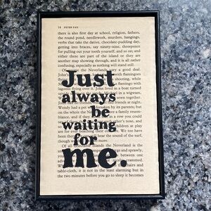 Bookishly Peter Pan page “Just always be waiting for me”
